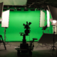 Shooting studio with professional equipment and green screen