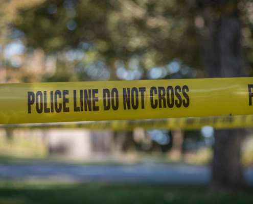 Front view of police tape