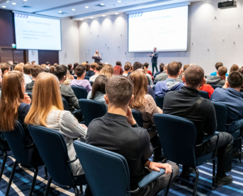 Corporate event with large group of people